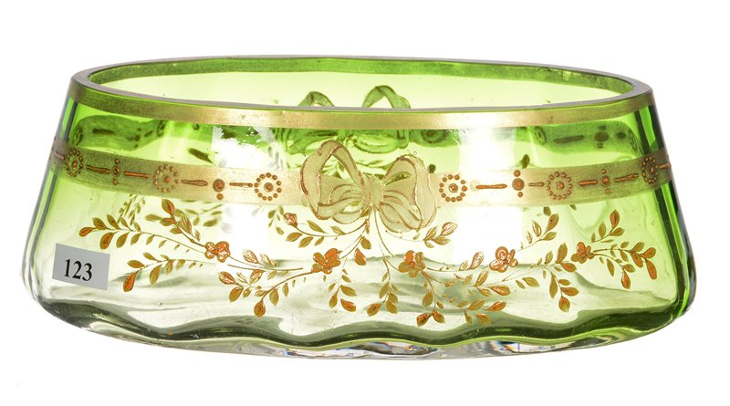 3 1/2" X 9" SIGNED MOSER CARLSBAD ART GLASS VASE (1 of 3)