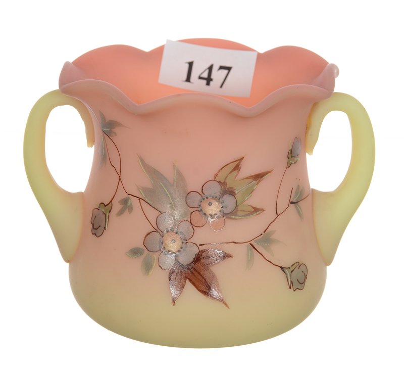 2 1/2" DECORATED BURMESE TWO-HANDLED RUFFLED VASE (1 of 3)