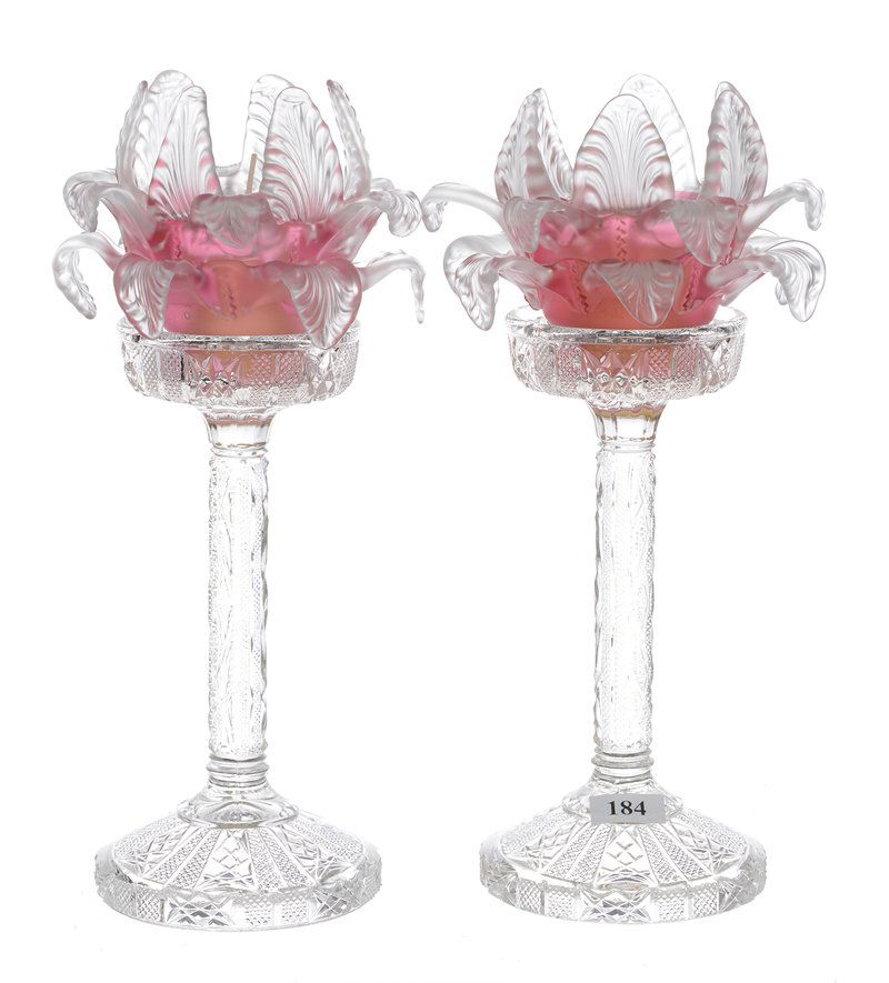 PAIR 11" FIGURAL BLOSSOM CANDLE LAMPS (1 of 3)