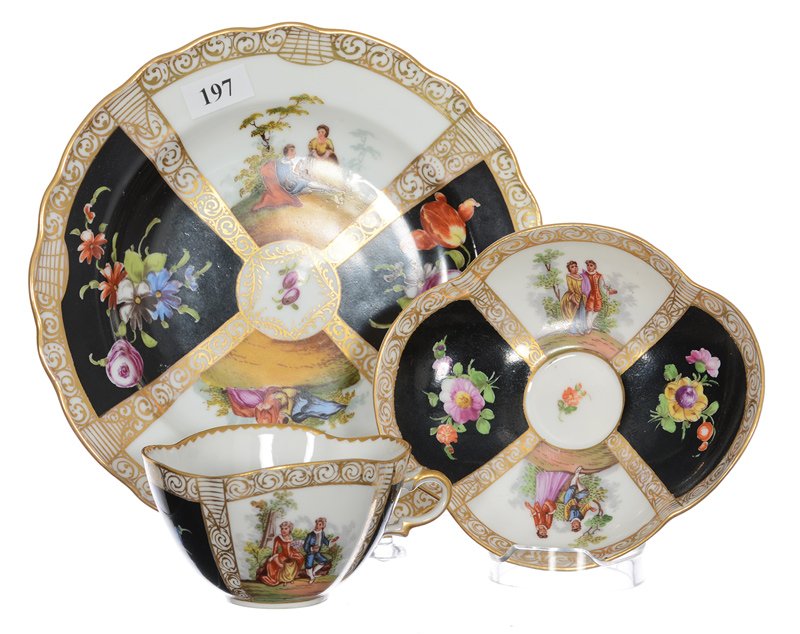 THREE PIECE MARKED DRESDEN SET (1 of 3)