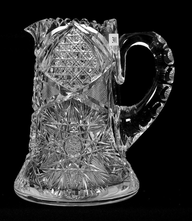 7 3/4" AMERICAN BRILLIANT CUT GLASS WATER PITCHER (1 of 3)