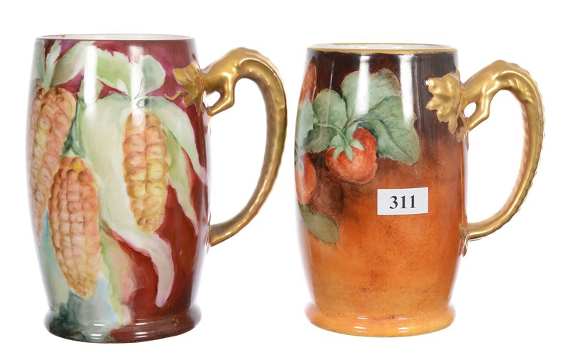 (2) 5 3/4" FIGURAL DRAGON HANDLED BEER MUGS (1 of 3)