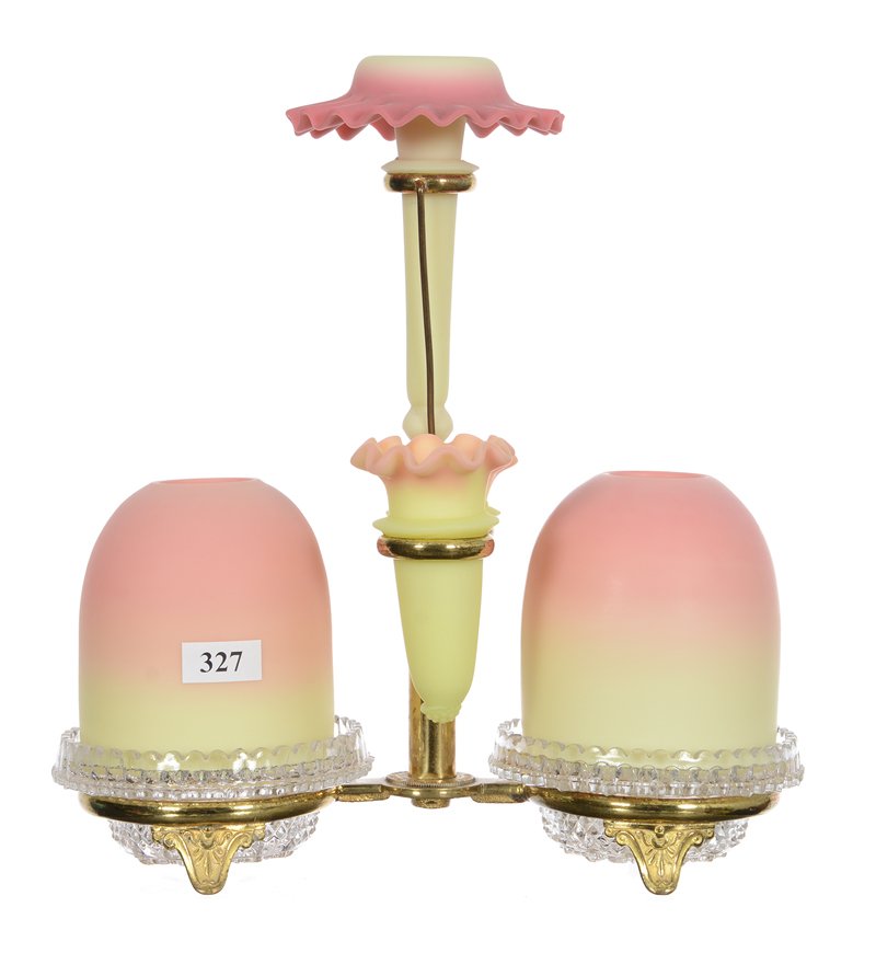 10 1/2" X 9 1/2" CLARK DOUBLE BURMESE FAIRY LAMP WITH (1 of 4)