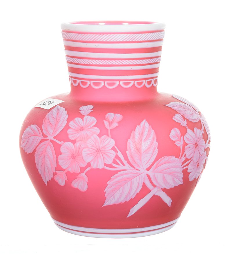 5 1/2" UNMARKED WEBB ENGLISH CAMEO ART GLASS VASE (1 of 3)