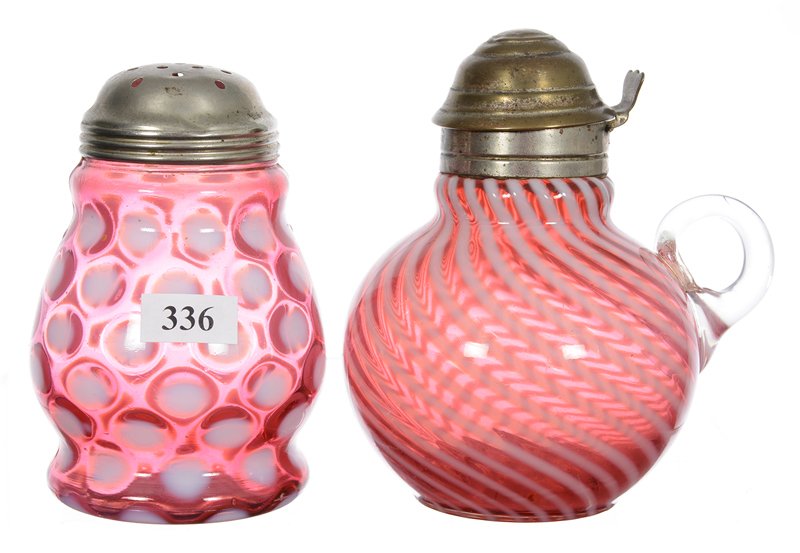 (2) CRANBERRY OPALESCENT ART GLASS ITEMS (1 of 3)