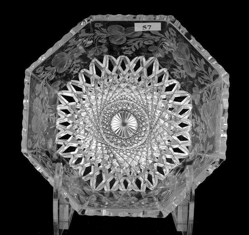 BOWL, EIGHT-SIDED - 2 3/4" X 8" - SIGNED HAWKES (1 of 3)