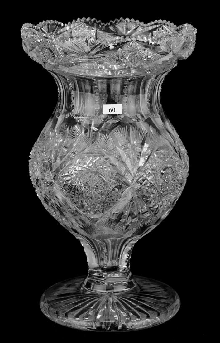 MASSIVE PEDESTAL VASE 16" X 9 1/2" STAR PATTERN BY