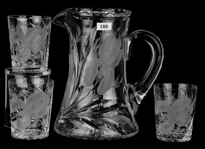 WATER SET - 8 1/2" PITCHER & (3) MATCHING TUMBLERS (1 of 3)