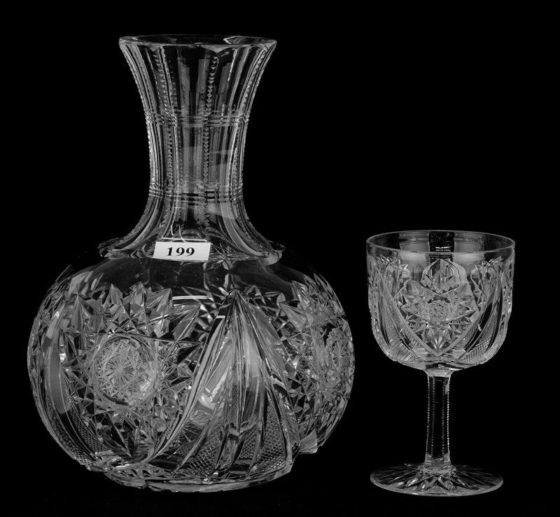 8" WATER CARAFE  AND MATCHING 4 1/2" STEM (1 of 3)