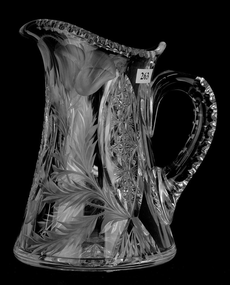 WATER PITCHER - 8 1/2" - SIGNED TUTHILL POPPY PATTERN (1 of 3)