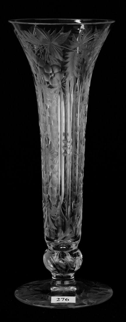 VASE - 11 1/2" - SIGNED LIBBEY PEDESTAL TRUMPET SHAPE (1 of 3)