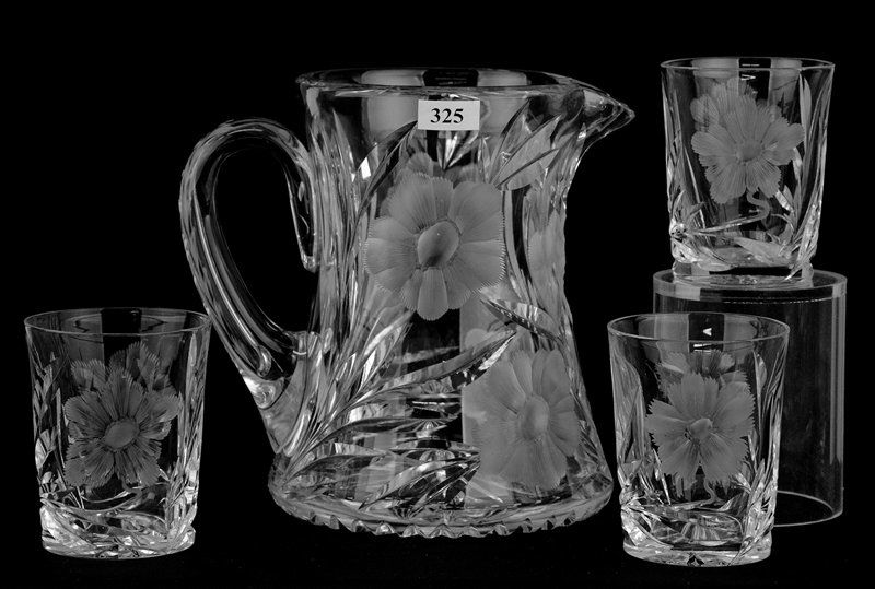 WATER SET - SIGNED HAWKES GRAVIC GLASS (1 of 3)