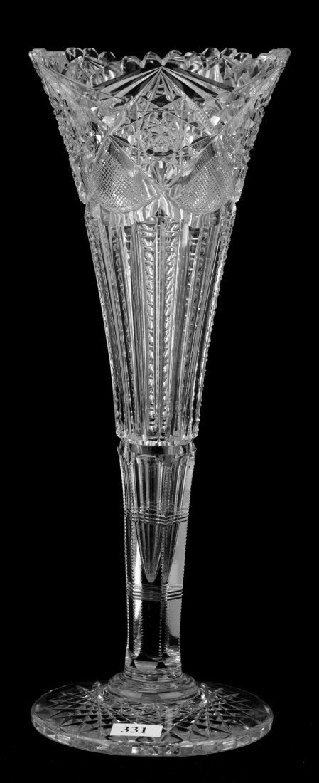 TRUMPET VASE - 13 3/4" - SIGNED J. HOARE PLUTO PATTERN (1 of 3)
