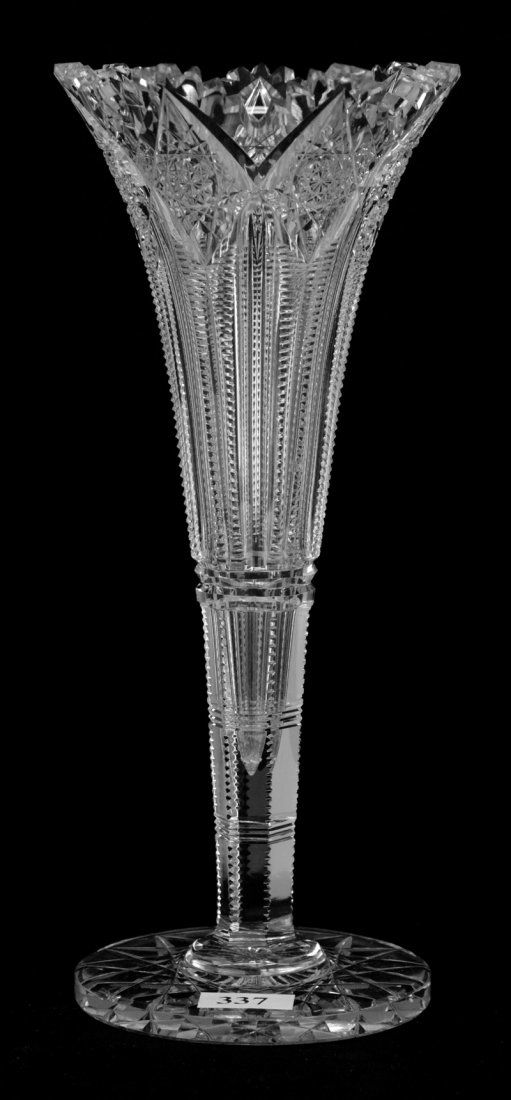 TRUMPET VASE - 10" - SIGNED HAWKES BRUNSWICK PATTERN (1 of 3)