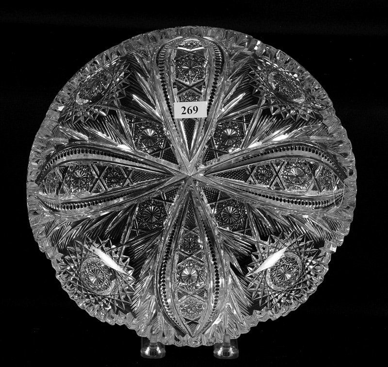 10" AMERICAN BRILLIANT CUT GLASS LOW BOWL