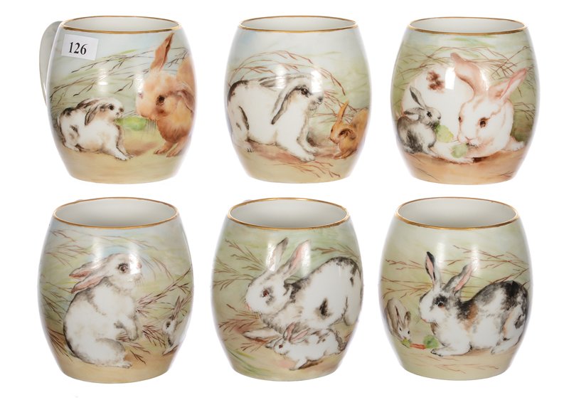 (6) 3.5" LIMOGES BARREL SHAPED MUGS (1 of 7)