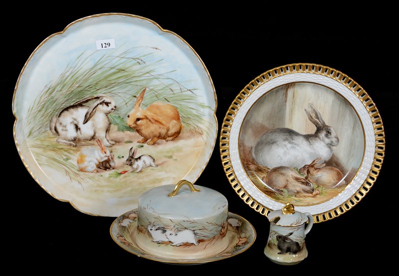 (4) LIMOGES HAND PAINTED ITEMS WITH RABBIT DECOR (1 of 6)