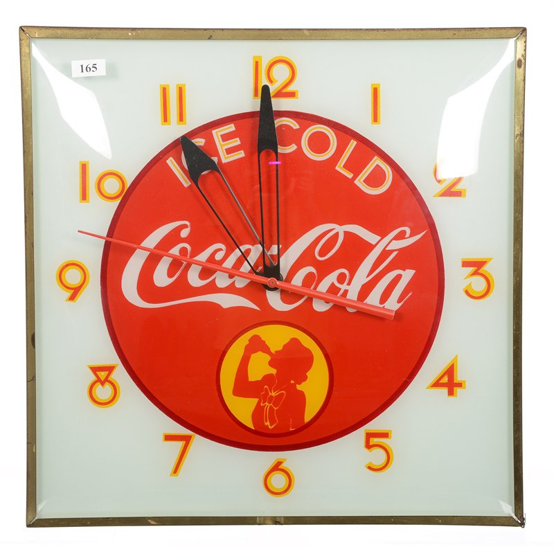 15" X 15" ORIGINAL COCA-COLA HANGING ELECTRIC CLOCK (1 of 3)