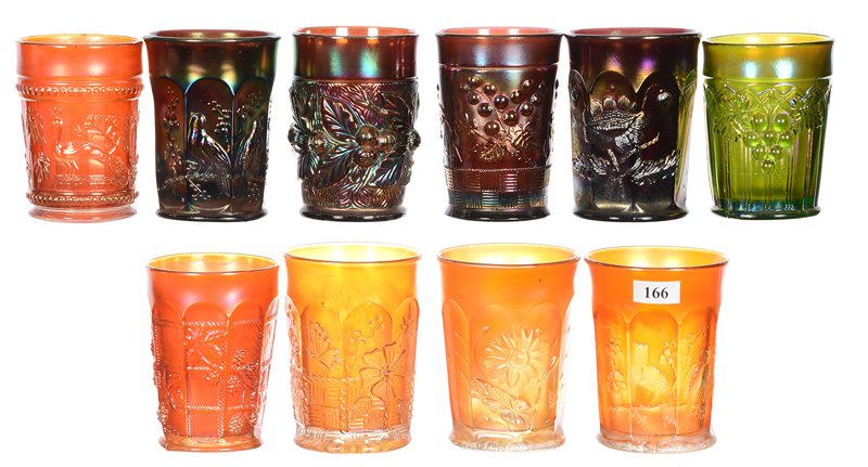 (10) CARNIVAL GLASS TUMBLERS INCLUDING (1 of 4)