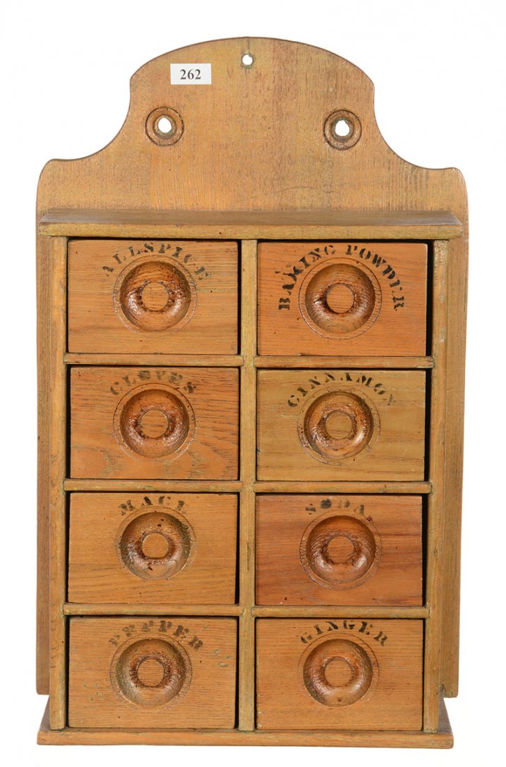 16.5" X 11" PINE EIGHT DRAWER SPICE CABINET (1 of 3)