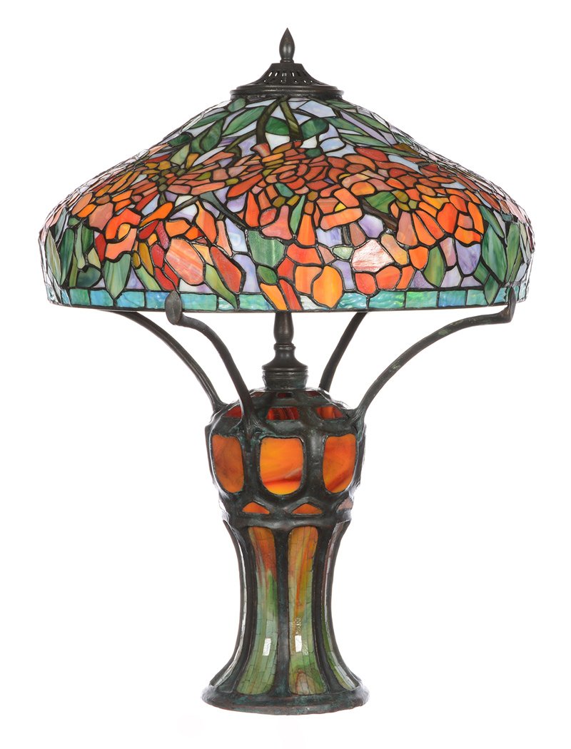 30" X 21.5" CONTEMPORARY LEADED GLASS TABLE LAMP (1 of 4)
