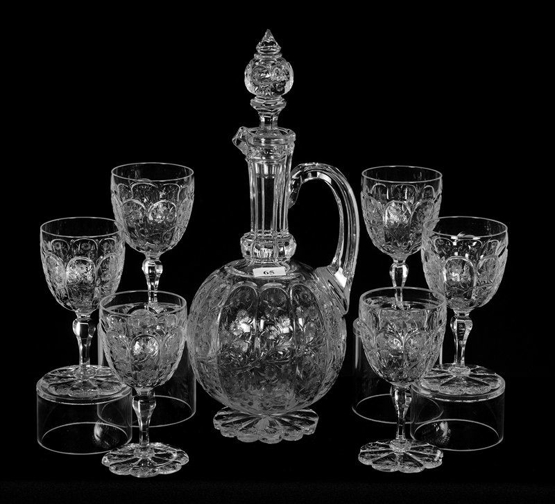 DECANTER SET BRILLIANT CUT GLASS