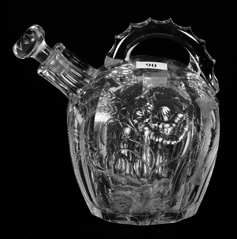 RUM JUG - 6.25" - ABCG - ROCK CRYSTAL ENGRAVED POPPY (1 of 3)