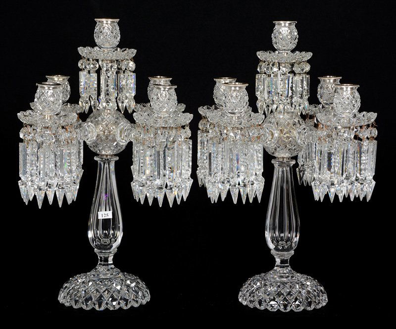 PAIR FIVE-ARM CANDELABRUM - 20.25" X 15" -FLUTE PATTERN (1 of 6)