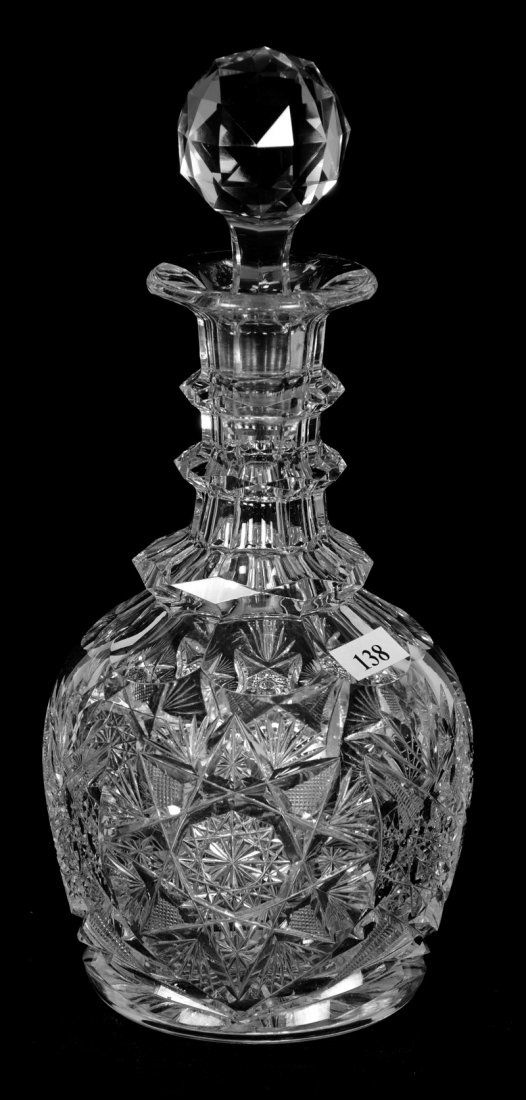 DECANTER - 11.25" - ABCG - MERIDEN'S FLASHED STAR (1 of 3)