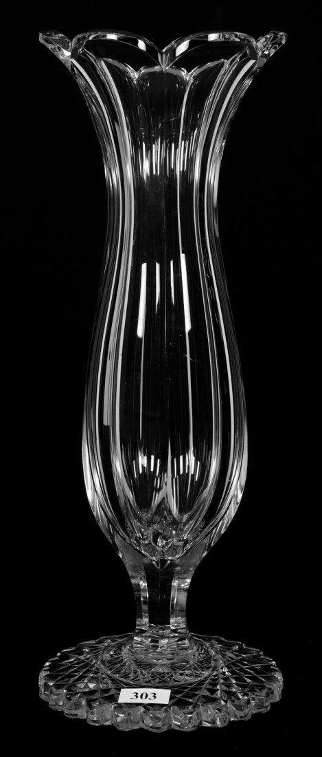 FOOTED VASE - 13.5" - ABCG - SIGNED LIBBEY FLUTE (1 of 3)