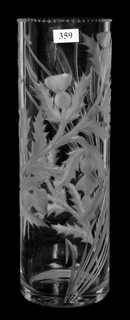 CYLINDER VASE - 12" - ABCG - THISTLE PATTERN (1 of 3)