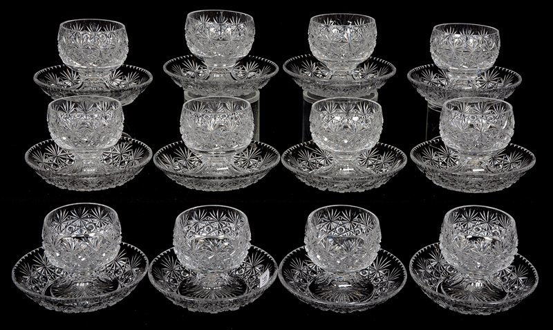 (12) PEDESTAL PUNCH CUPS WITH MATCHING SAUCERS - ABCG (1 of 3)