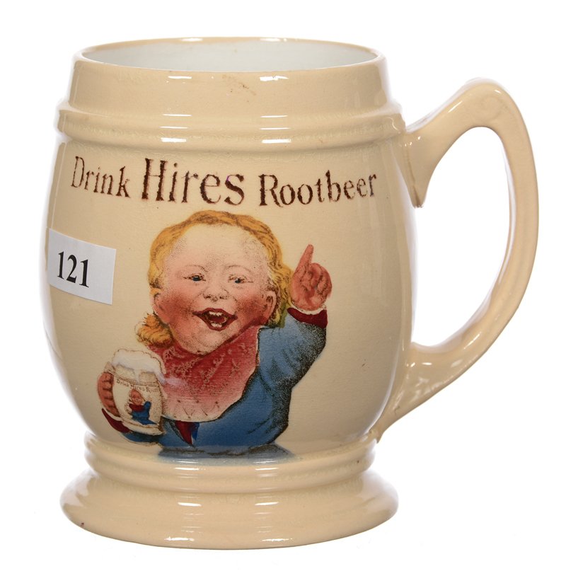 4.25" METTLACH #3095 HIRES ROOT BEER ADVERTISING MUG: 4.25" METTLACH #3095 HIRES ROOT BEER ADVERTISING MUG