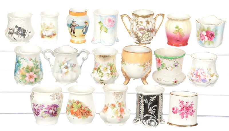 (18) CHINA TOOTHPICK HOLDERS: (18) CHINA TOOTHPICK HOLDERS ASSORTED PATTERNS, DESIGNS AND COLORS - SEE PHOTOS FOR DETAILS