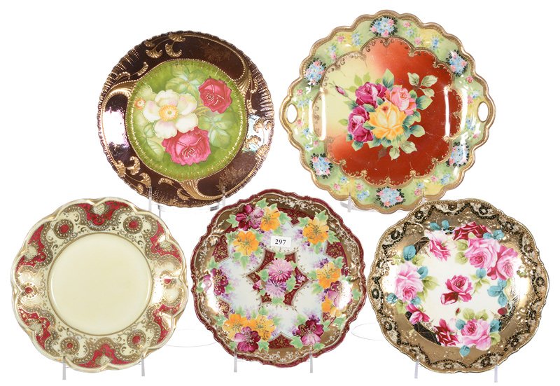 (5) NIPPON AND NIPPON STYLE PLATES: (5) NIPPON AND NIPPON STYLE PLATES SIZES RANGE FROM 8.5" TO 11" - SEE PHOTOS FOR DETAILS