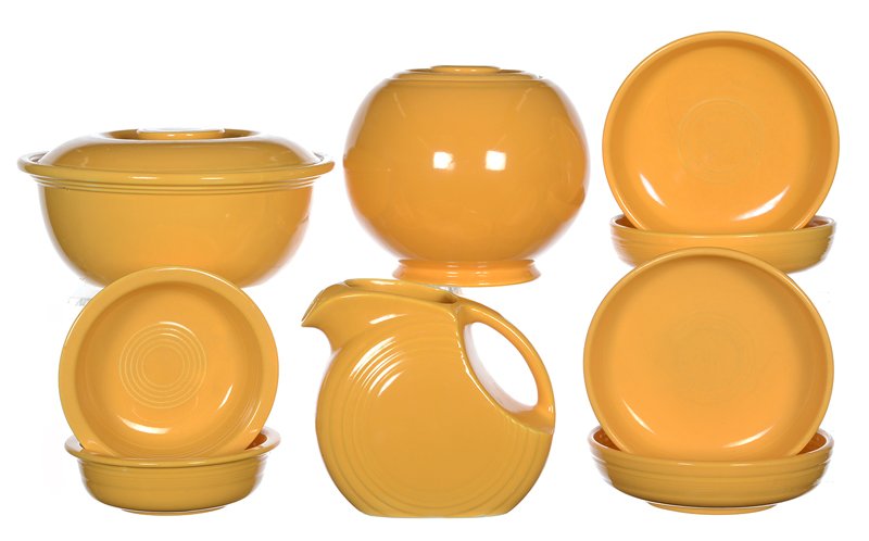 (9) FIESTA WARE POTTERY ITEMS - ALL ARE YELLOW - (1 of 5)