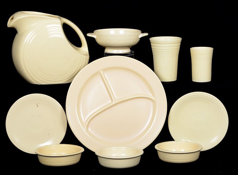 (10) FIESTA WARE POTTERY ITEMS - CREAM TONES - (1 of 3)