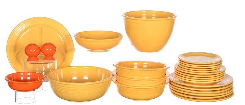 (26) FIESTA WARE YELLOW (3 ARE ORANGE) POTTERY ITEMS (1 of 3)
