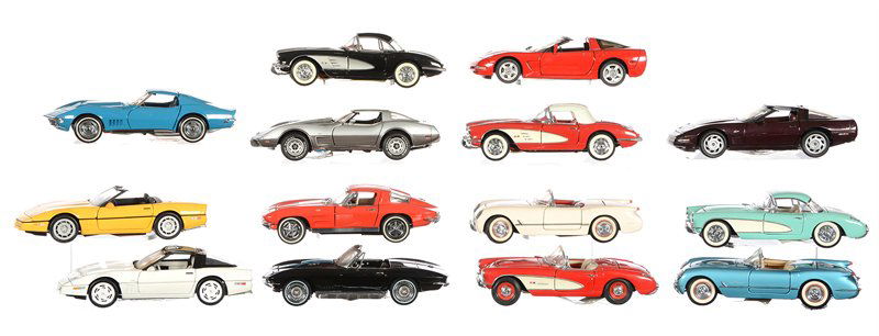 (14) FRANKLIN MINT DIE-CAST METAL CORVETTE CARS (1 of 3)
