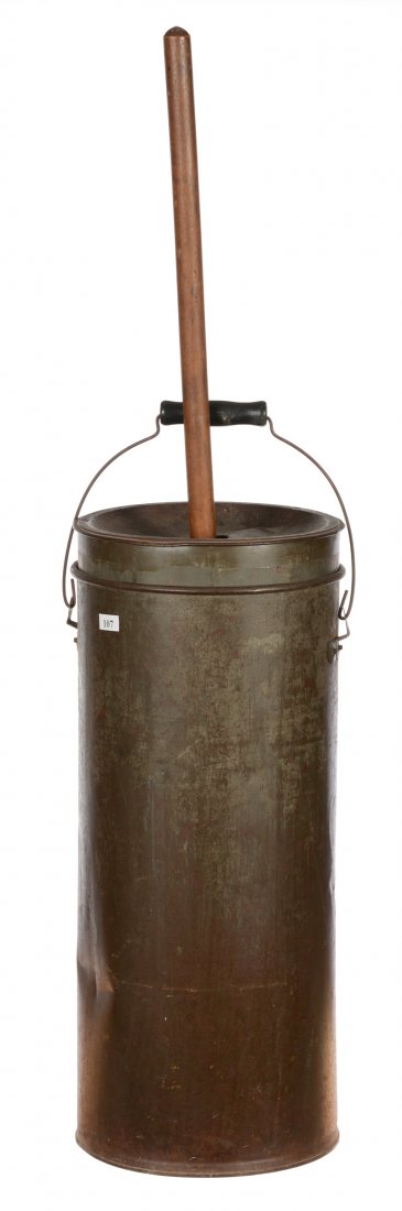 20" X 9" PRIMITIVE TIN BUTTER CHURN (1 of 2)