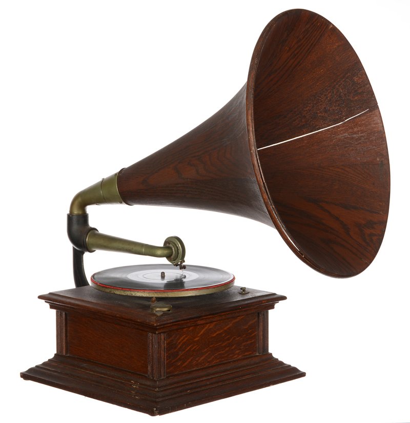 25" X 14" X 14" (OVERALL SIZE) OAK CASE PHONOGRAPH WITH (1 of 3)