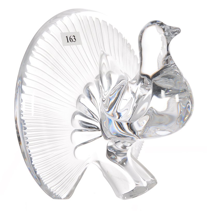 7" X 8" SIGNED "DAUM FRANCE" CLEAR CRYSTAL PEACOCK (1 of 3)