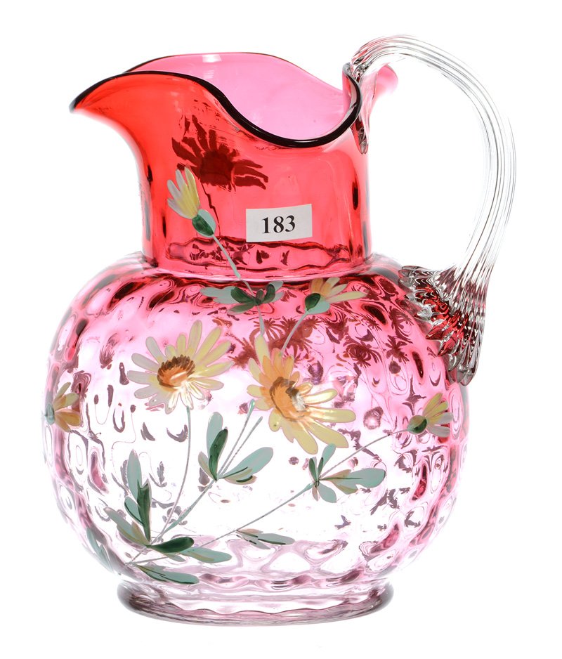 8.5" RUBINA COINSPOT ART GLASS WATER PITCHER (1 of 3)