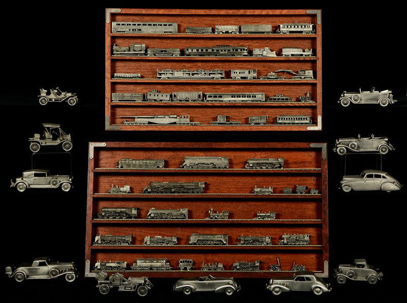 LARGE ASSORTMENT OF FIGURAL PEWTER AUTOMOBILES AND (1 of 5)