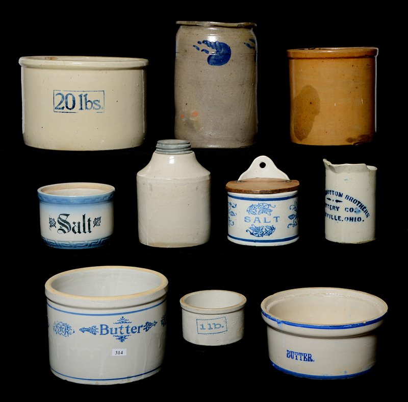 (10) STONEWARE CROCKS INCLUDING BLUE & WHITE (1 of 4)