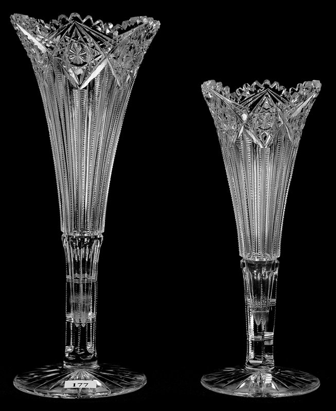 (2) MATCHING TRUMPET VASES - ABCG - HINDOO PATTERN BY (1 of 2)