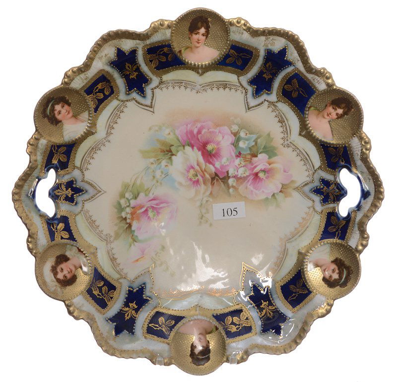 11.25" UNMARKED R.S.PRUSSIA MEDALLION MOLD TWO-HANDLE (1 of 2)