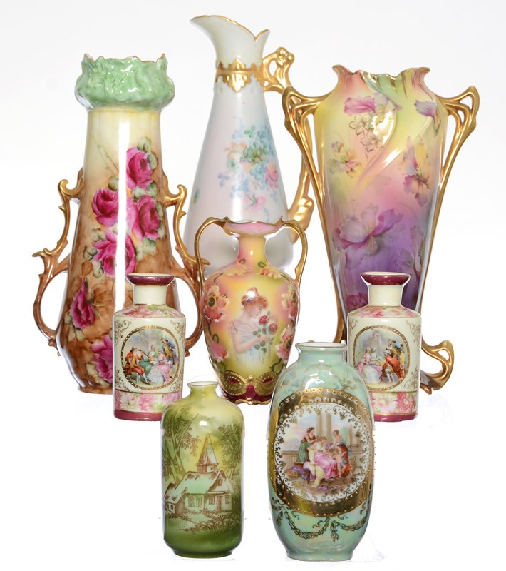 (8) R.S.PRUSSIA AND PRUSSIA STYLE VASES INCLUDING (1 of 4)