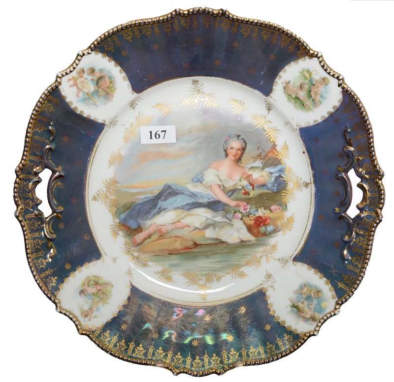 10.5" UNMARKED PRUSSIA MOLD #343 TWO-HANDLED CAKE PLATE (1 of 2)