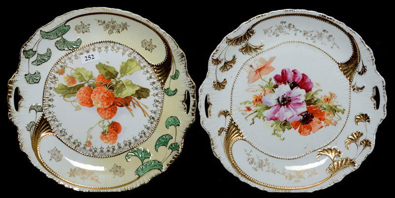 (2) 10" UNMARKED GERMANY TWO HANDLED CAKE PLATES (1 of 2)